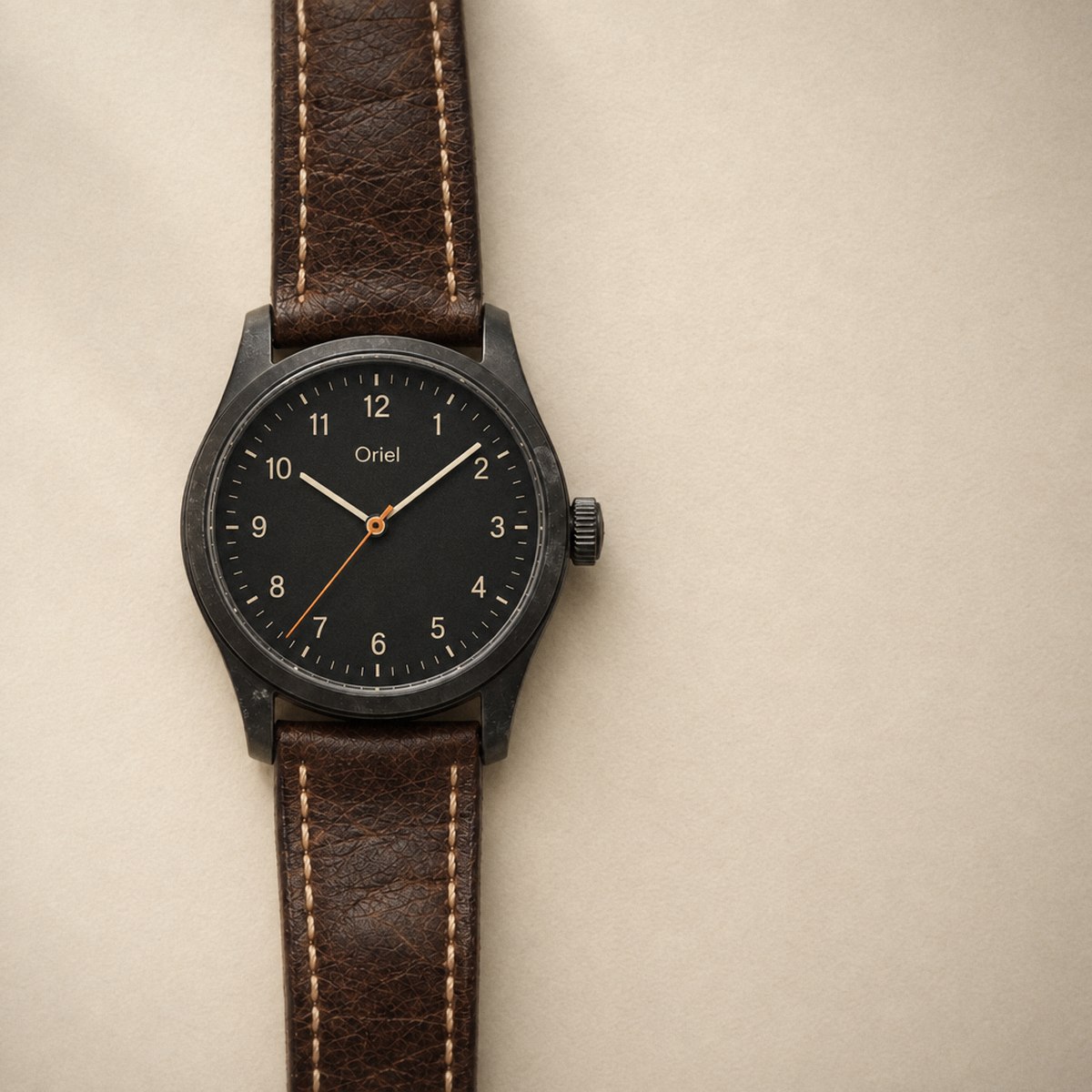 The same watch with a black dial locked in place.